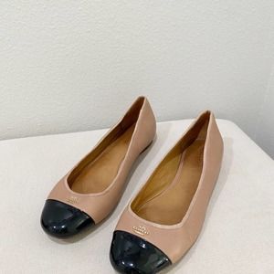 Coach Nude Black Patent Toe flat ballet flats size 9